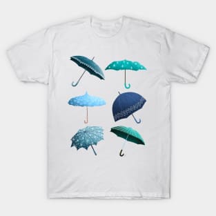 Fun Umbrellas Pattern - Teal T-Shirt